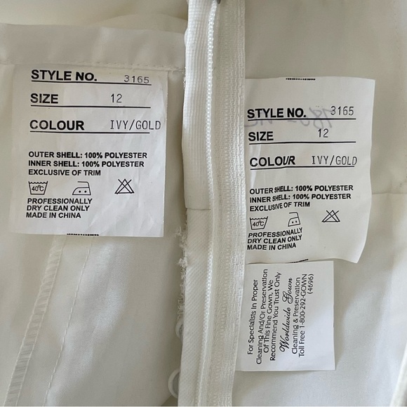 Wedding Dress Bridal Gown Ivory Gold Size 12 Convertible Two Length Embellished - Picture 16 of 16